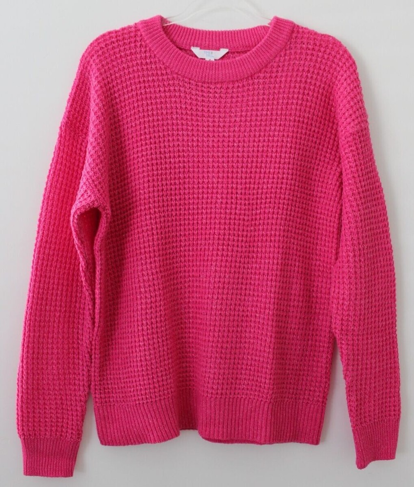 Time and Tru Womens Casual Pink Crewneck Long Sleeve Sweater Size L