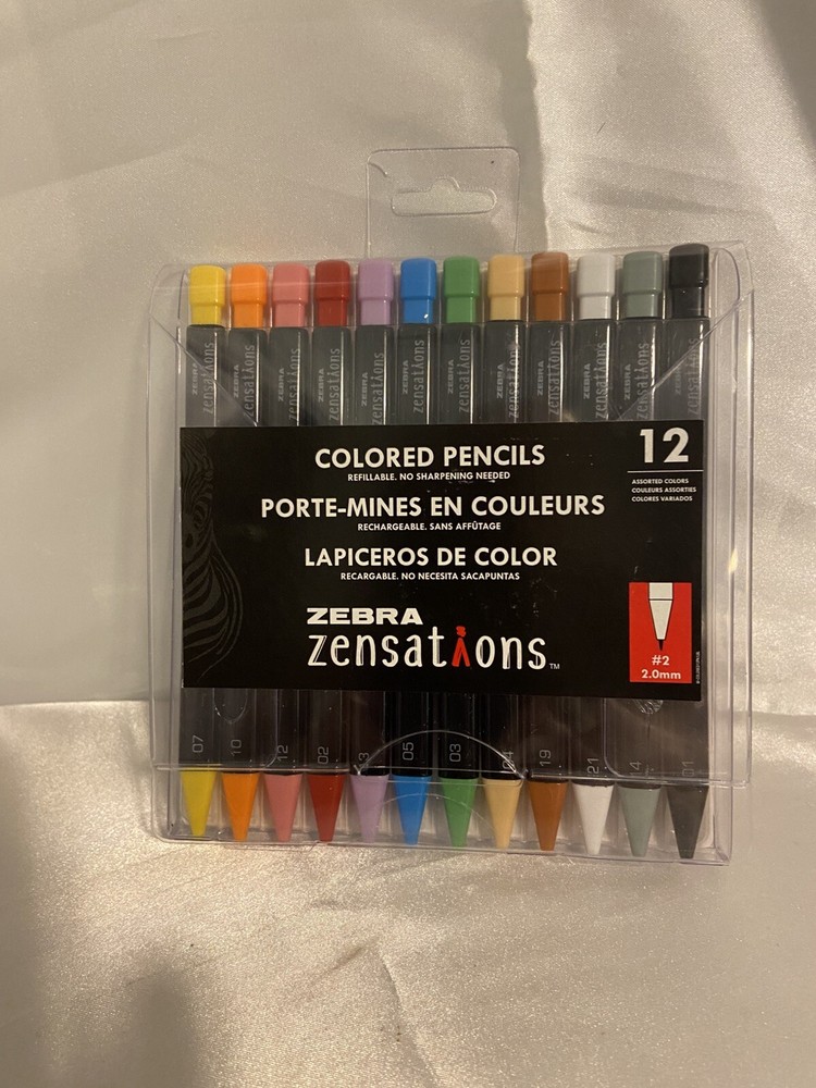 ZEBRA “Zensations” Mechanical Colored Pencils refillable, Pack Of 12