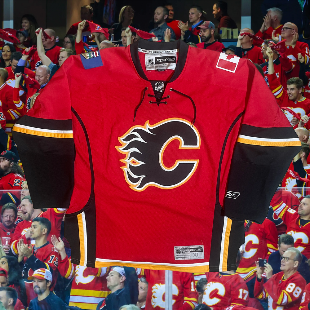 2010s Calgary Flames Authentic Home Hockey Jersey Size XL Retro NHL Fan Apparel