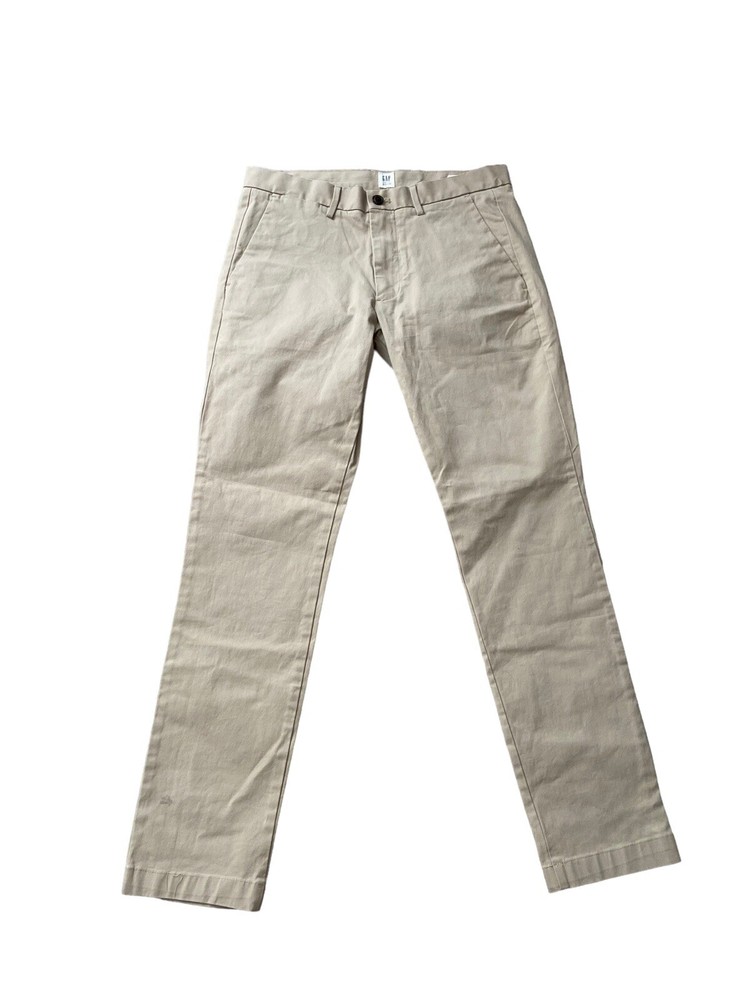 GAP Skinny Chino Pants Mens 32x32 Beige Khakis Straight Leg Mid Rise Preppy