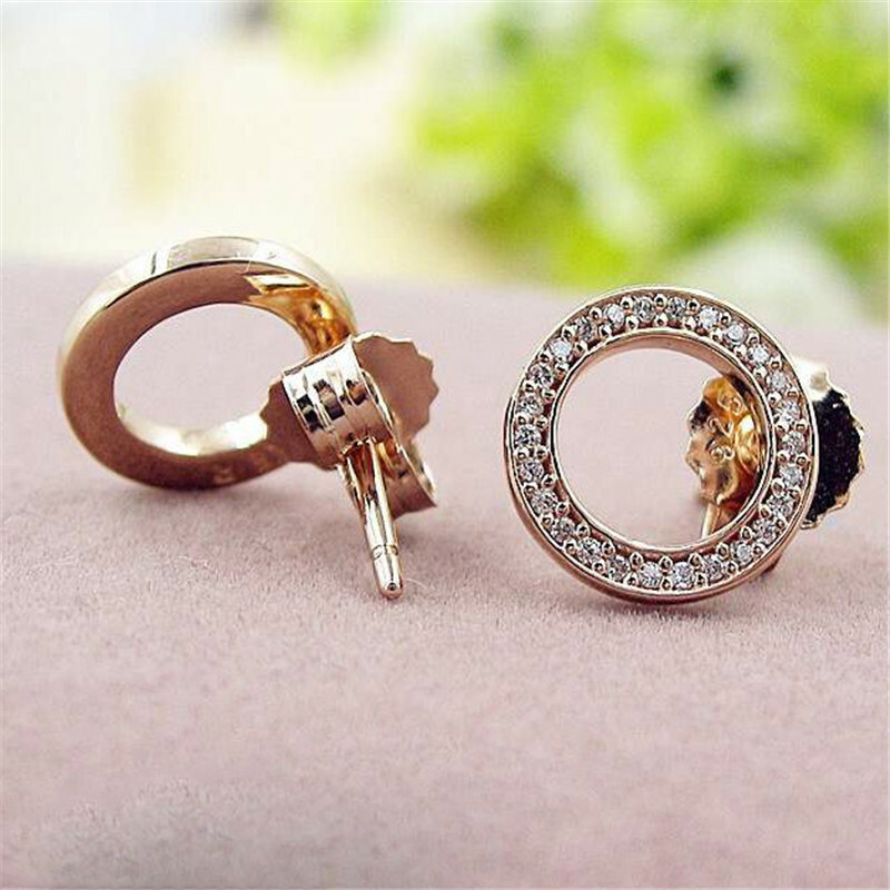 New 100% Authentic 925 Sterling Silver Rose Forever Stud Earrings