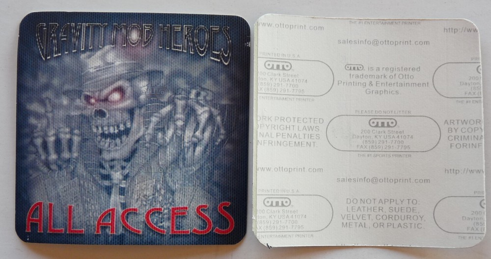 Gravity Mob Heroes Concert Tour All Access Backstage Pass D15