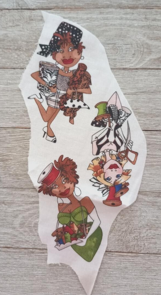 creative toss loralie fun fabric scrap 3 ladies piece 3.5 to 4 inch #1013  new