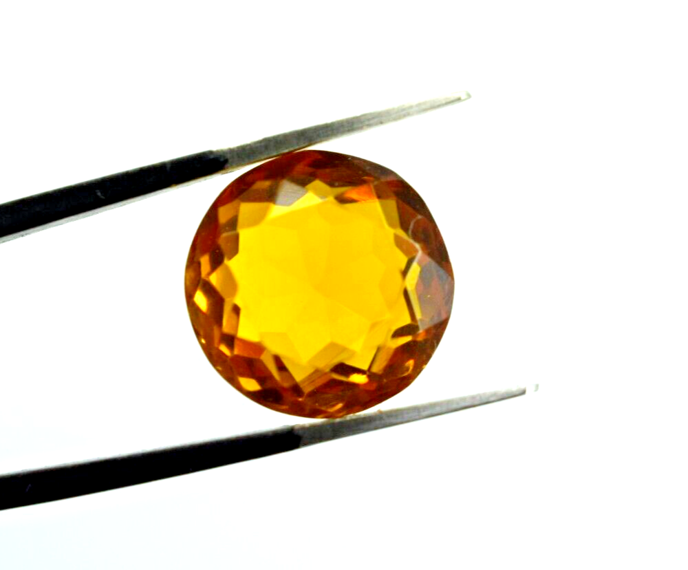 Loose 8-10Ct Round Cut Orange Citrine Gemstone for Crafting Rings and Jewelry