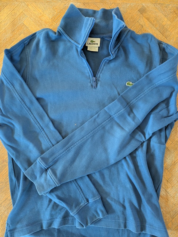 Lacoste Quarter Zip Men's Blue Sweater - Size SM