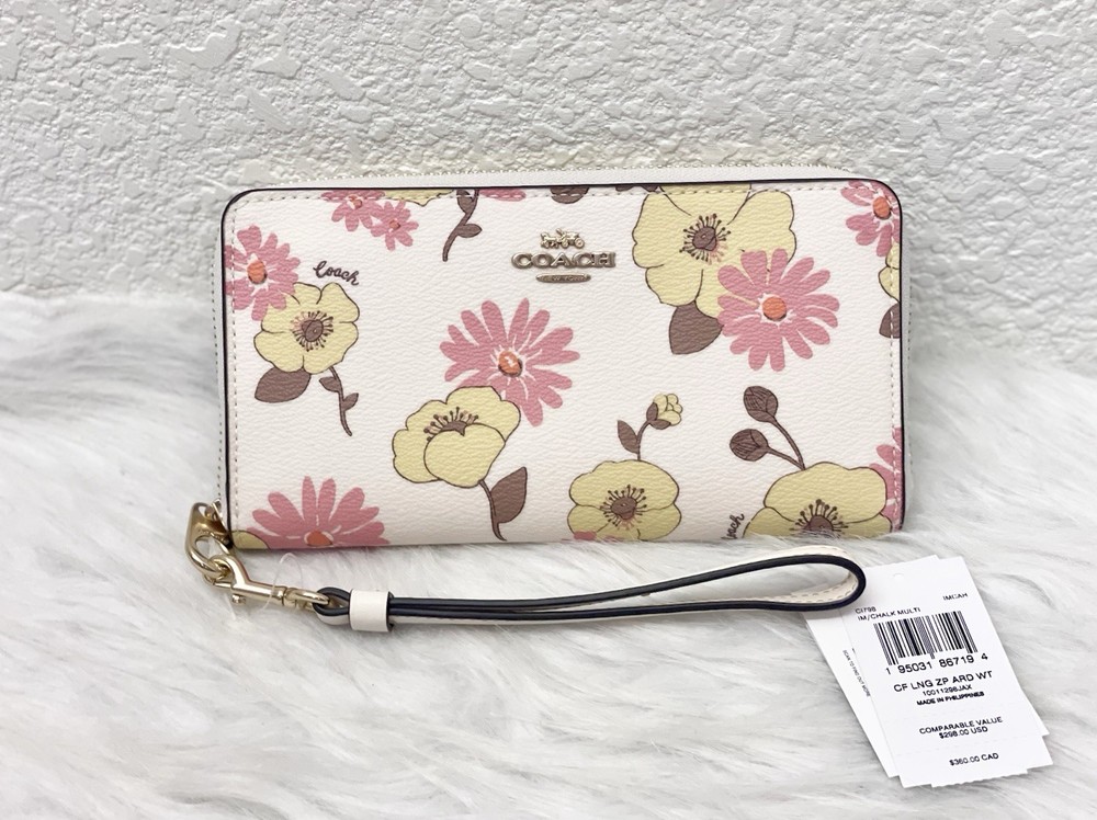 NWT Coach Long Wallet Floral Cluster Print Chalk Multi CI798