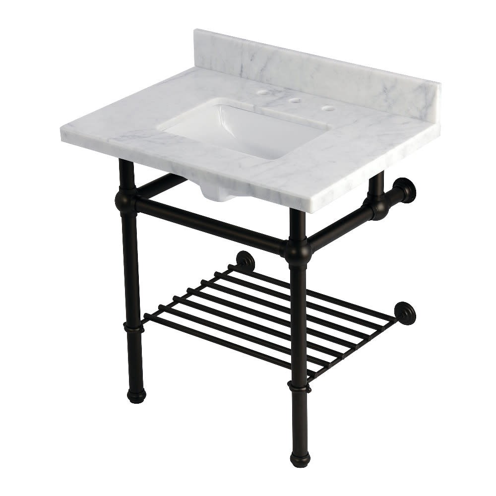 Kingston Brass 30 Inch Carrara Marble Rectangular Bathroom Vanity