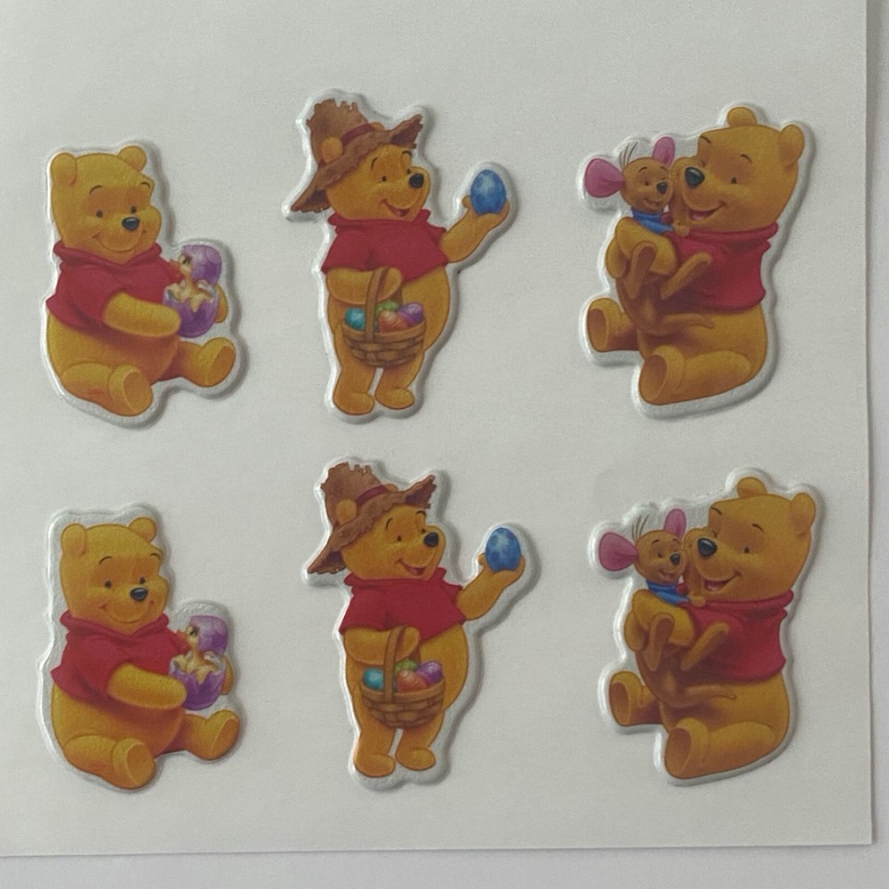 Vintage Puffy Scented Scratch N Sniff Stickers Winnie The Pooh Easter Very Rare