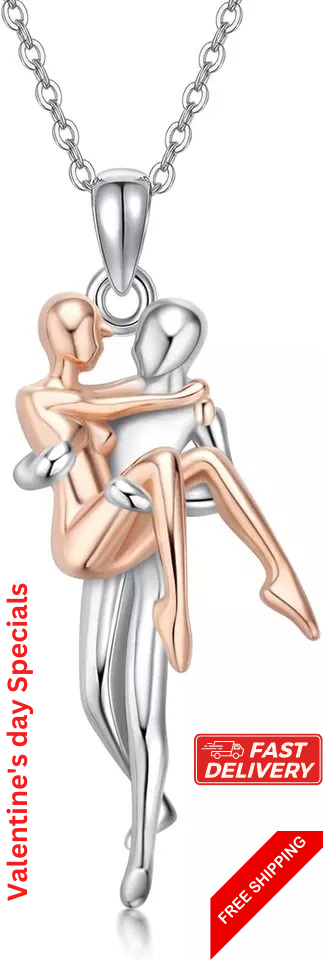 Valentines Day Gift Hug Couple Necklace 925 Sterling Silver Love Couples Jewelry-image