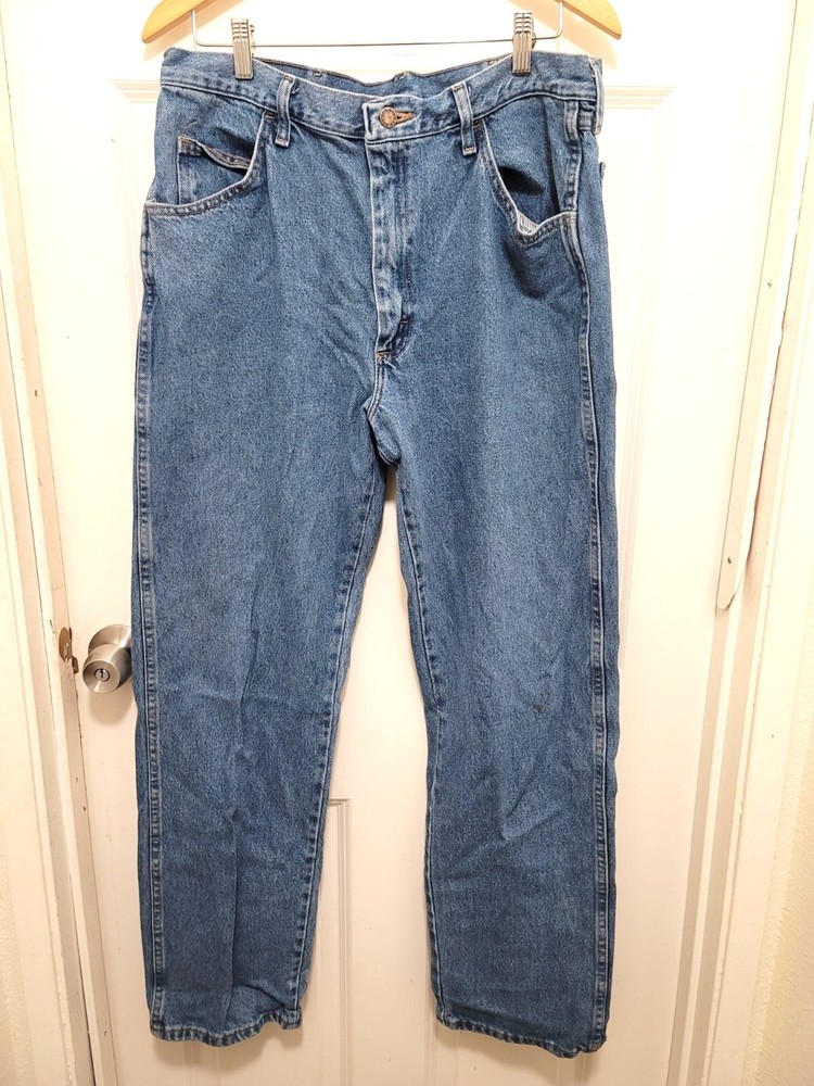 Vintage Rustler Loose Fit Tapered Leg Blue Denim Jeans Size 36 x 32