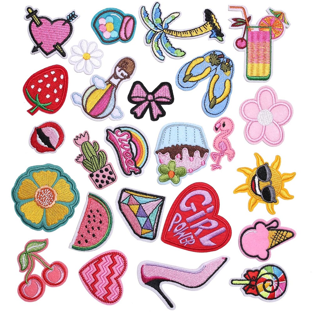 25 Pieces Embroidered Iron on Patch Girls Iron on Patches Set Sew On/Iron on ...