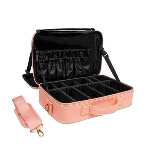 Large Pink Travel Makeup Case - Not Made in China - Cosmetic Organizer Box