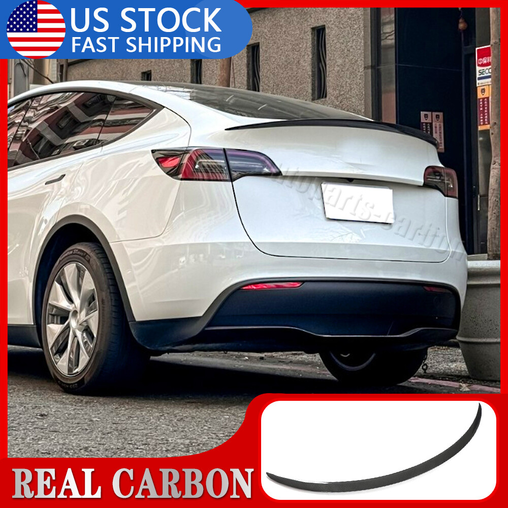 For Tesla Model Y 2020-2024 DRY Carbon Fiber Rear Trunk Lid Spoiler Wing Factory