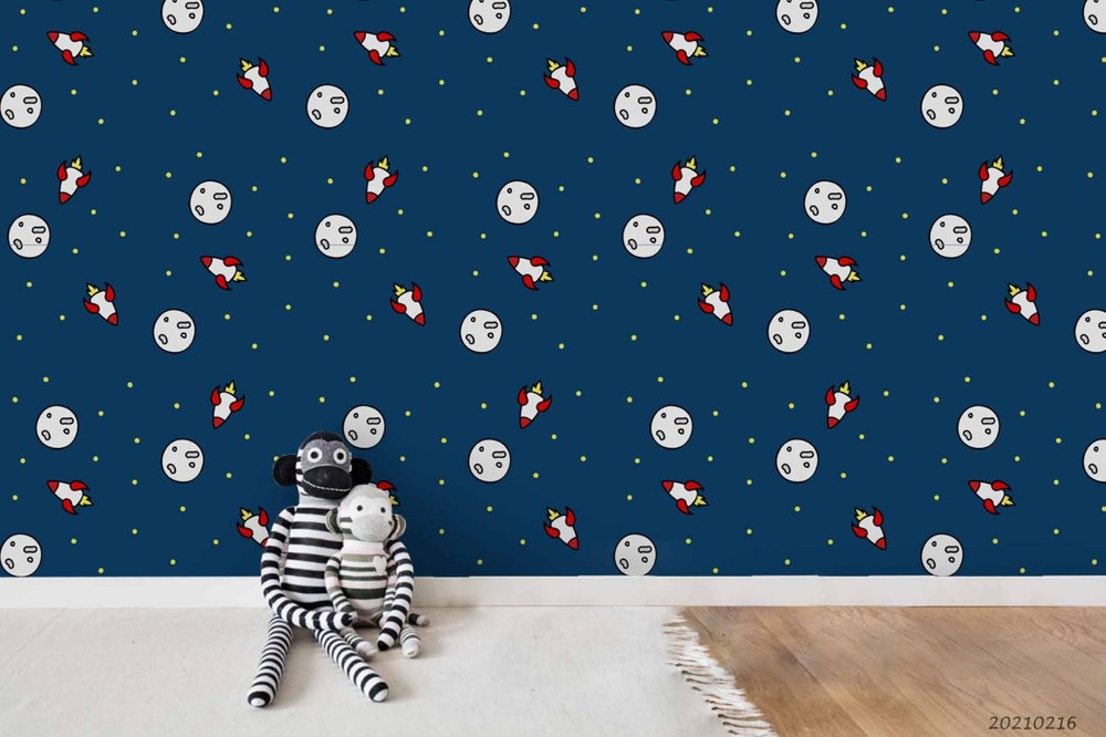 3D Space Planet Rocket Pattern Wall Murals Wallpaper Murals Wall Sticker