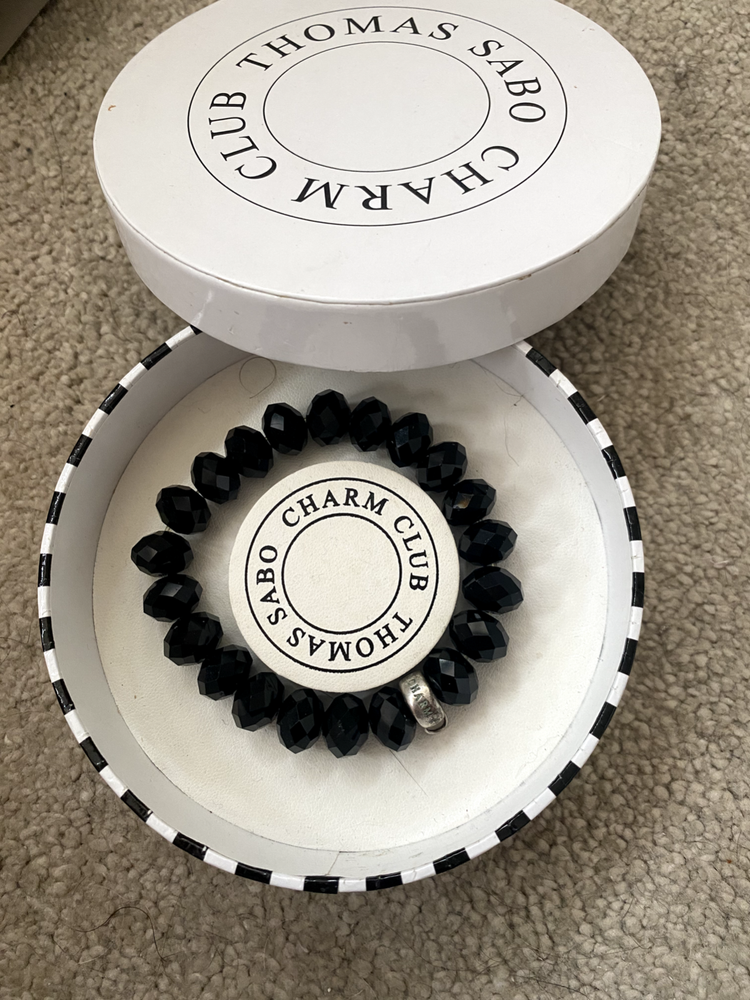 THOMAS SABO Black Obsidian Bead Charm Bracelet - 17.5 cm - Christmas Gift Idea