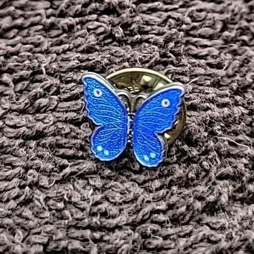 925 Sterling Silver Tiny Blue Butterfly Hat Pin