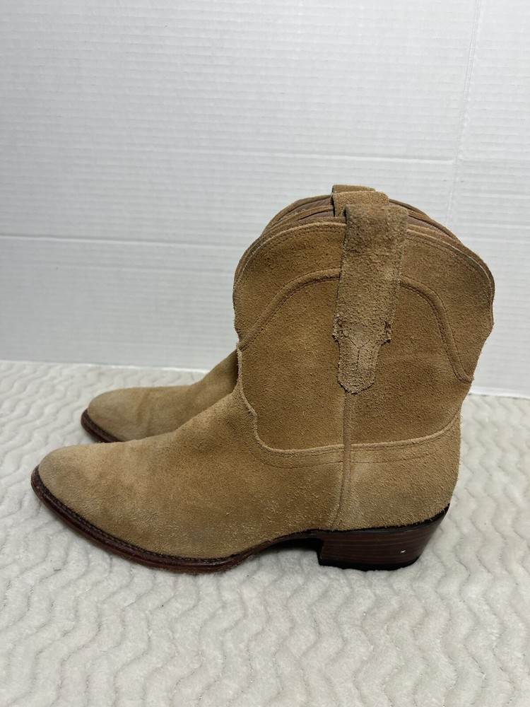 Tecovas The LUCY Women’s Size 8B Calfskin Western Cowgirl Bootie In Sand Suede