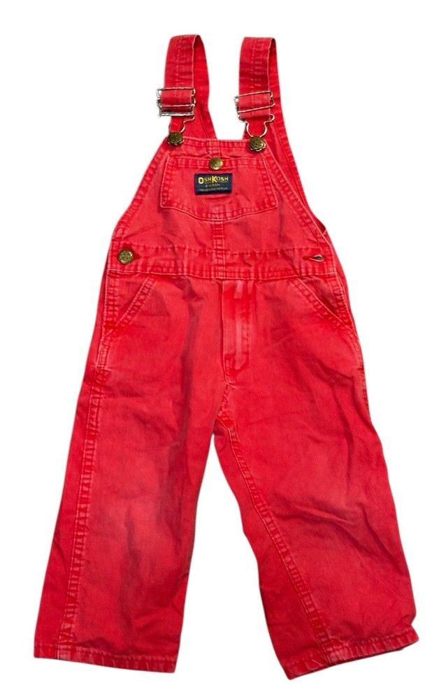 VTG Oshkosh B’Gosh Corduroy Vestback Overalls Red Size 3 Toddler USA