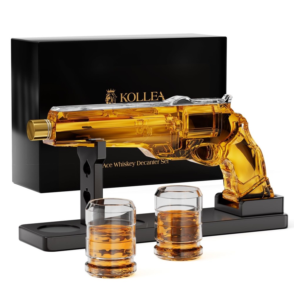 Gun Whiskey Decanter Sets for Men, Kollea Liquor Decanter Set with Gun Shot G...