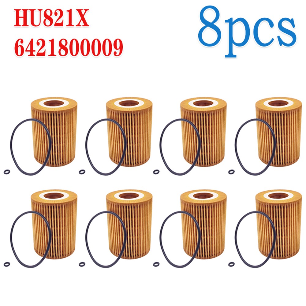 8x Engine Oil Filter HU821X For Mercedes W211 W164 X164 W251 V212 S212 C207 A207