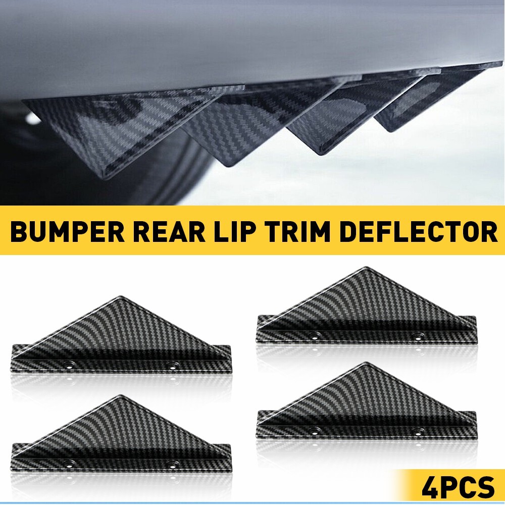 4pc Universal Carbon Look Rear Bumper Diffuser Shark Lip Fin Splitter