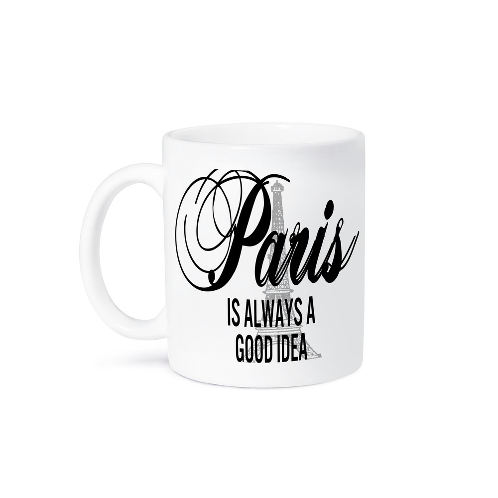 Paris Eiffel Tower Mug - Gray Design with Inspirational Quote
