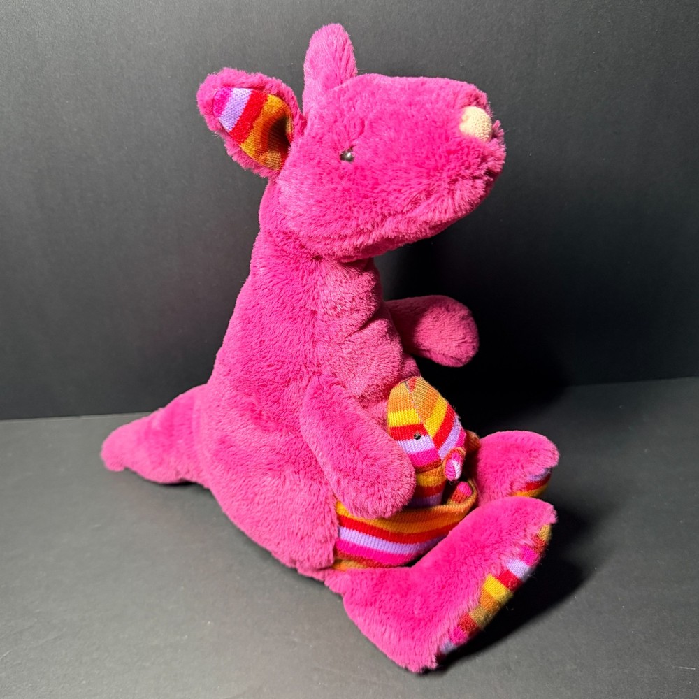 Little Jellycat London Plush Retired 2013 Katie Joey Kangaroo Striped Feet Baby