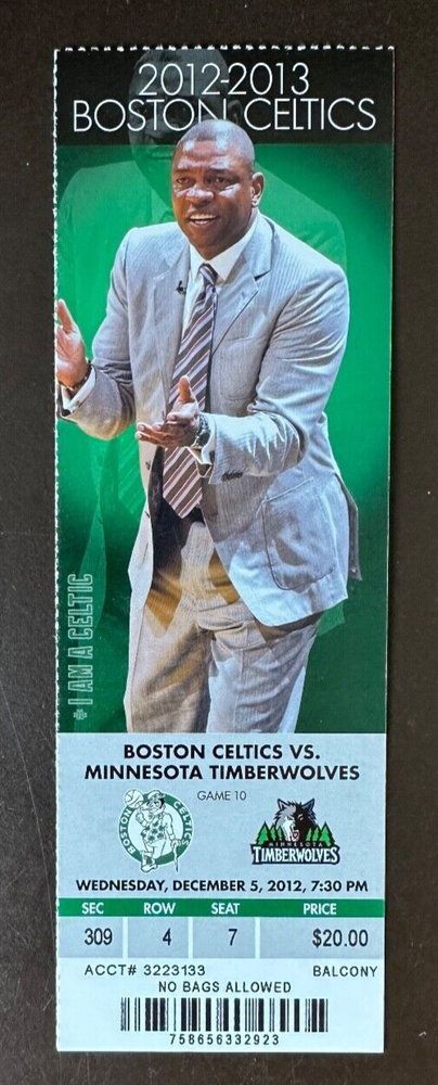 Boston Celtics 12/5/2012 NBA ticket stub vs Minnesota Timberwolves