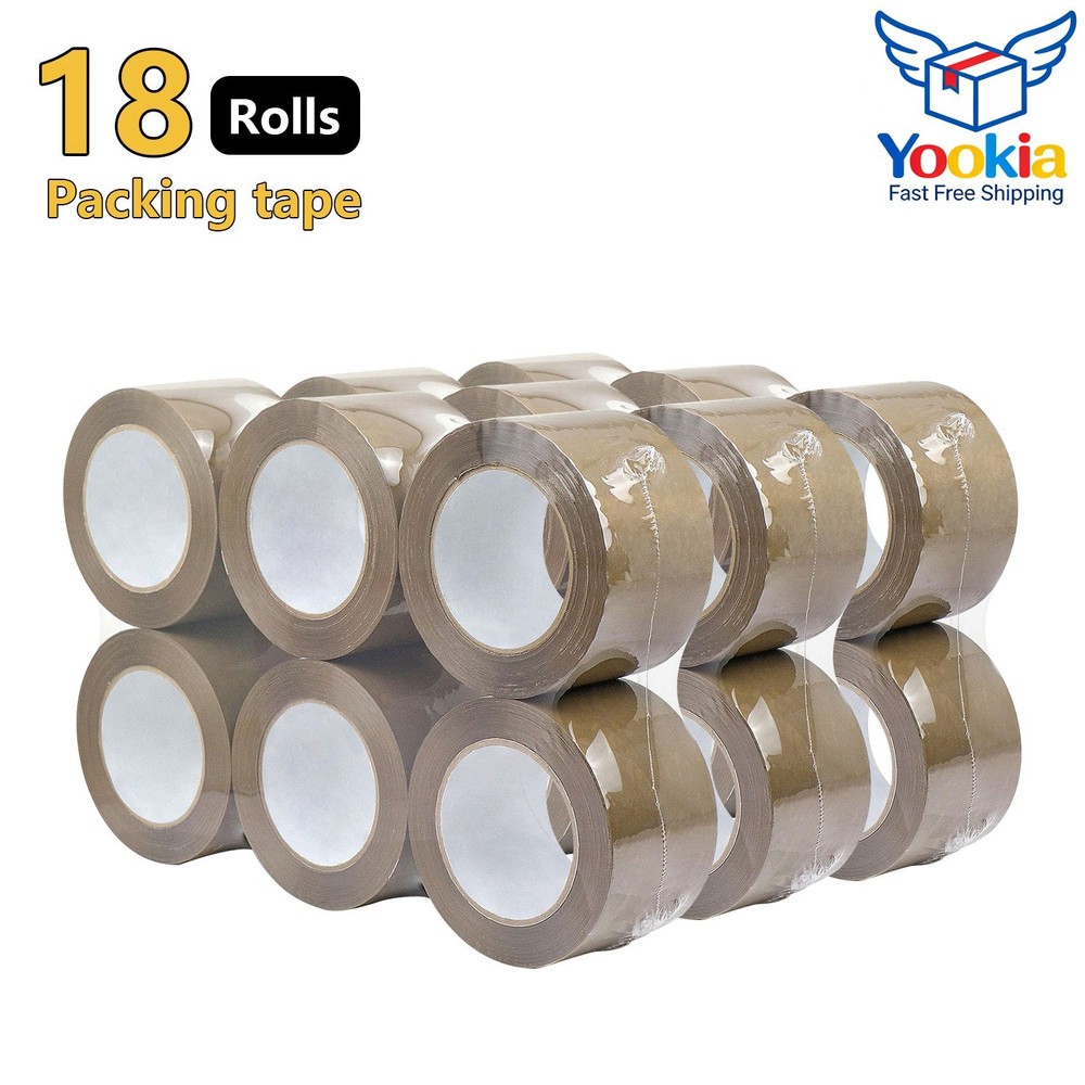 18 Rolls Carton Sealing Brown Packing Tape Box Shipping -2 mil 2