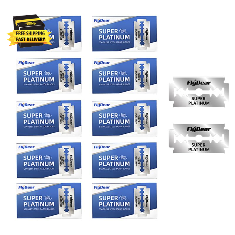 100 Double Edge Safety Razor Blades for Men - Platinum Coated Shaving Blades