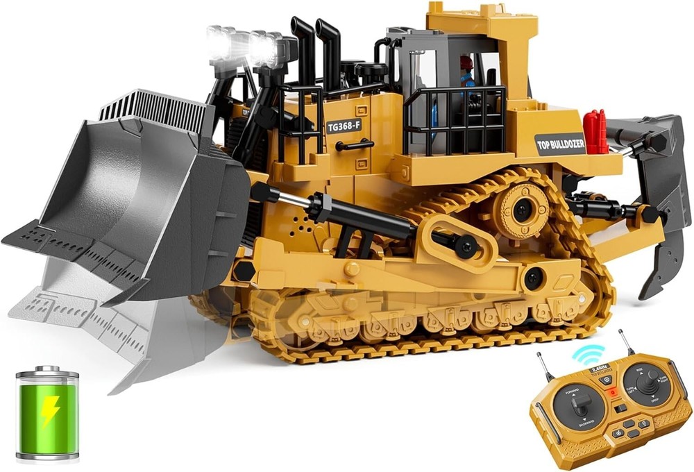 Alloy 9-Channel RC Bulldozer Toy for Kids Ages 3 Plus Ideal Birthday Gift