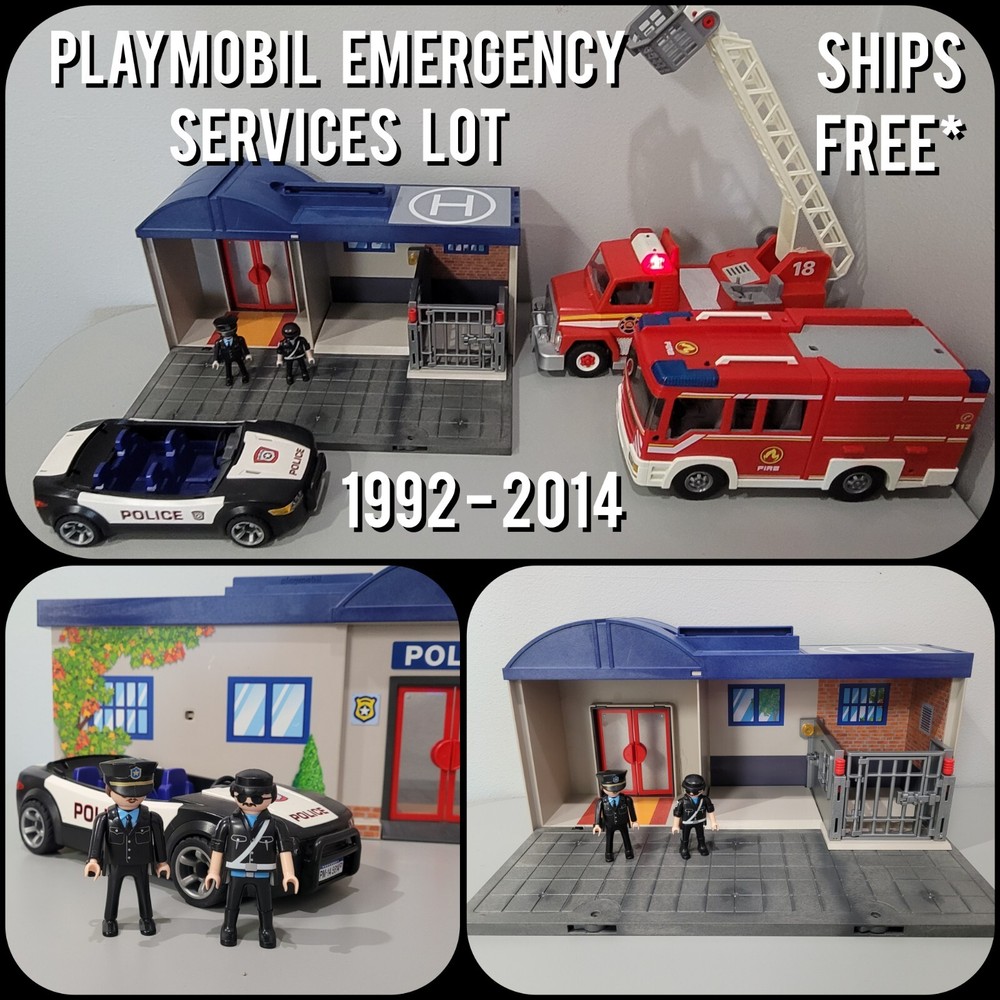 PLAYMOBIL City Action Police Station + FIRE ENGINE LADDER & EMERGENCY PUMPER LOT