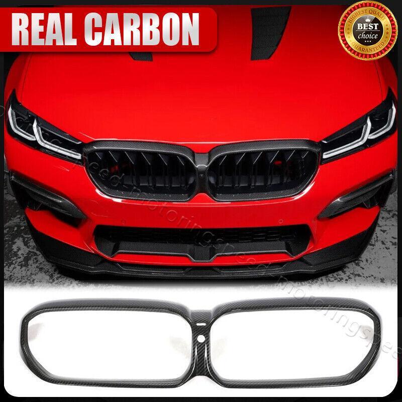 FOR 2021-23 BMW F90 M5 REAL CARBON FIBER FRONT GRILLE GARNISH INSERT TRIM COVER