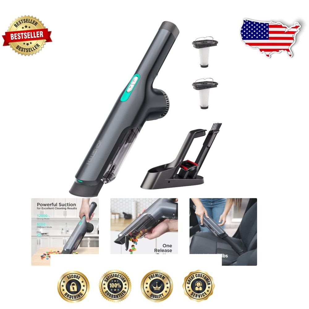 Fast-Charging Cordless Hand Vacuum with 12000Pa Suction - Ideal for Pets & Home