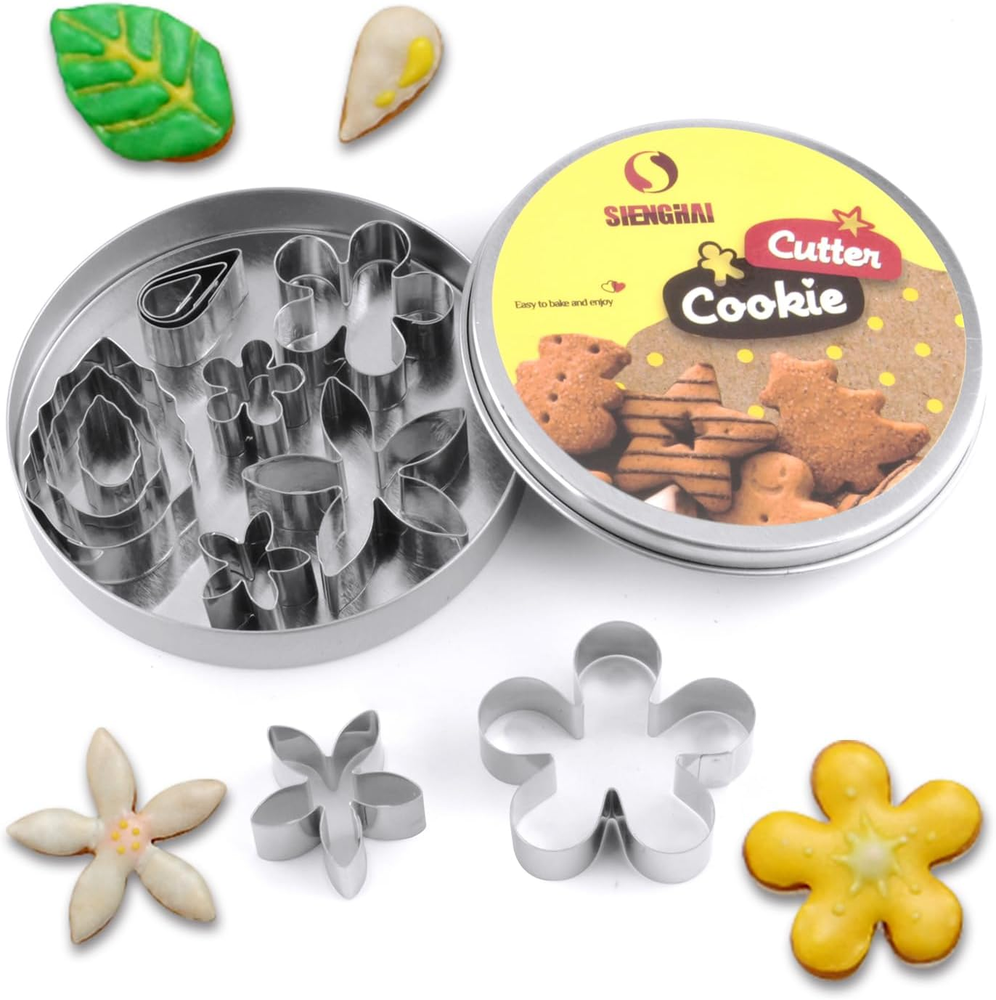 Small Flower & Leaf Shaped Cutters Set, Cookie Fondant Cutters, Cake Decorating