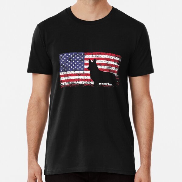 Corgi American Flag I Love My Corgi Great Gift Idea Premium T-Shirt S-5XL