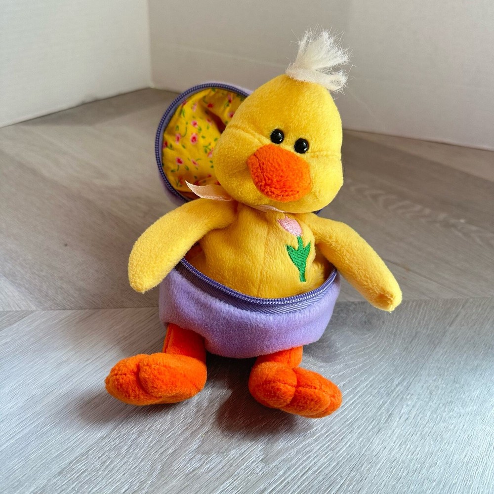 Vintage Plushland Easter Plush Stuffed Animal Surprise Egg Duckling Chick Zipper