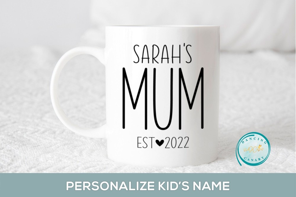 Personalized First Mother's Day Coffee Mug for UK Moms New Mama Gift Cup Est. 2022