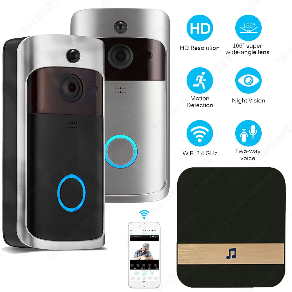 Wireless Doorbell Smart Intercom System Voice Caller Receiver Waterproof 720P