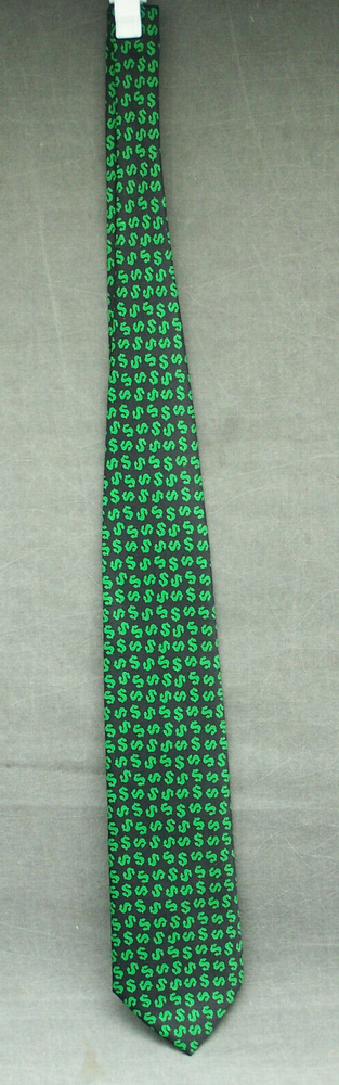 Vintage 57 Black Tie with Green Dollar Signs 4 Wide Retro Style