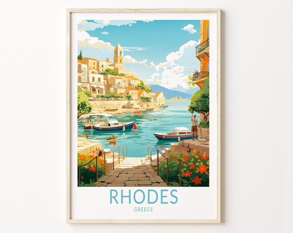 Rhodes Greece Travel Print Rhodes Travel Art Wall Decor Greece Home Decor Wall