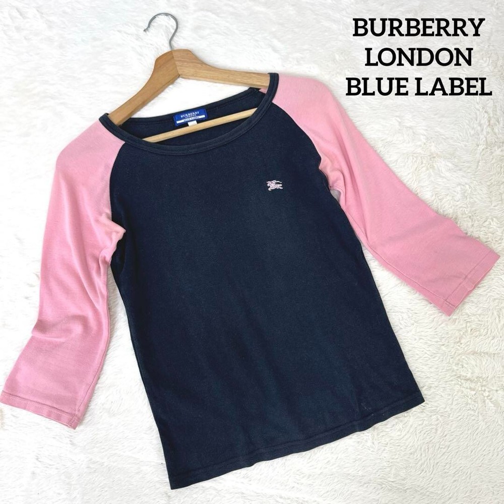 BURBERRY 3/4 Sleeve T-Shirt Cut & Sewn Logo Horse Logo Women Size 38/S-M Used