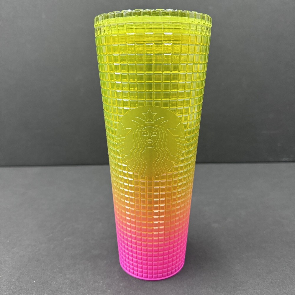 Starbucks 24oz Venti Lemon Pink Gradient Cold Cup Summer 2022 No Straw