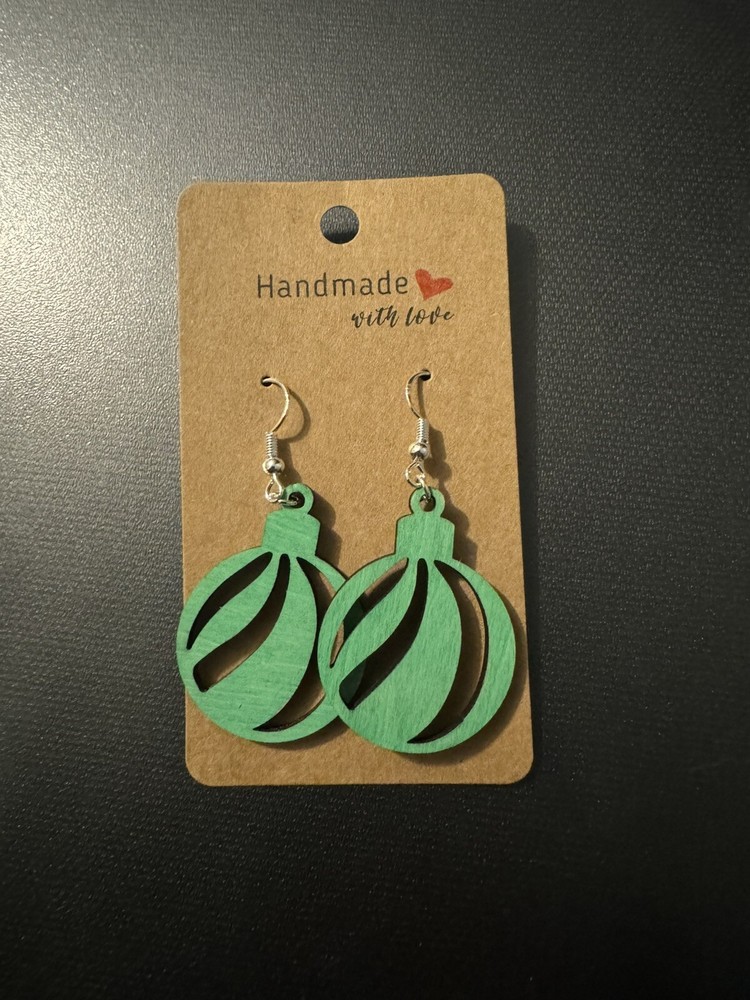 Festive Wooden Christmas Tree Earrings  