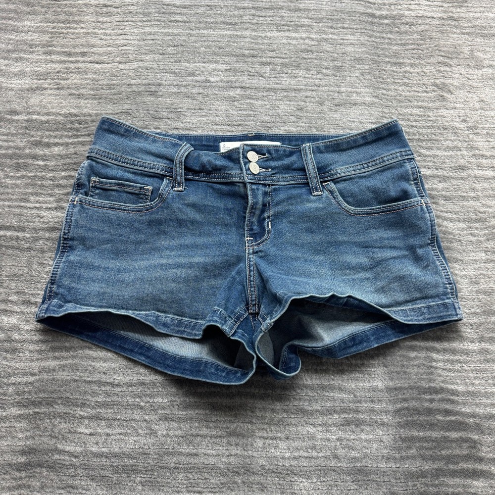 Hollister Jean Shorts Size 10 W30 Womens Low Rise Short Blue Denim