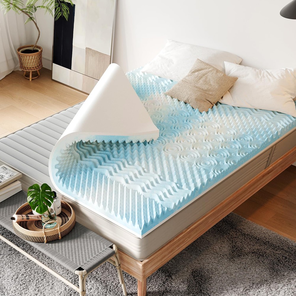 7 Zones Twin XL Mattress Topper, Cooling Infused Memory Foam, Soft Foam Mattr...