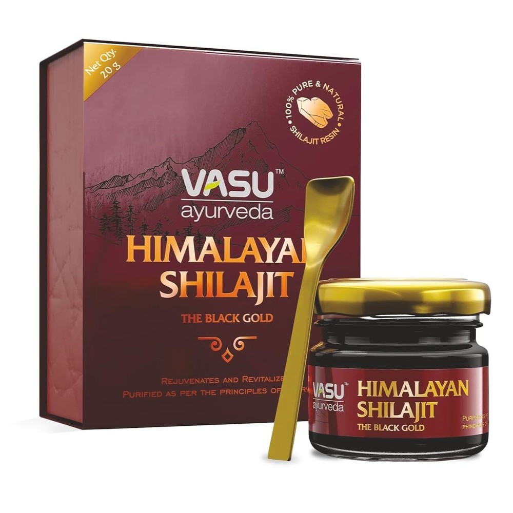 Pure Himalayan Shilajit Resin by VASU Ayurveda for Energy 20g