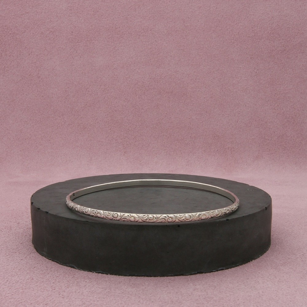 Sterling silver vintage scroll stack bangle bracelet 3mm wide size 7.75