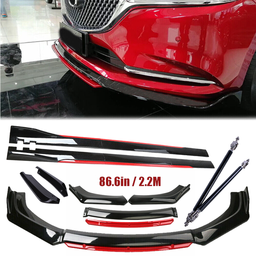 For Mazda 3 Sedan Front Bumper Lip Spoiler Splitter Side Skirt Glossy Black