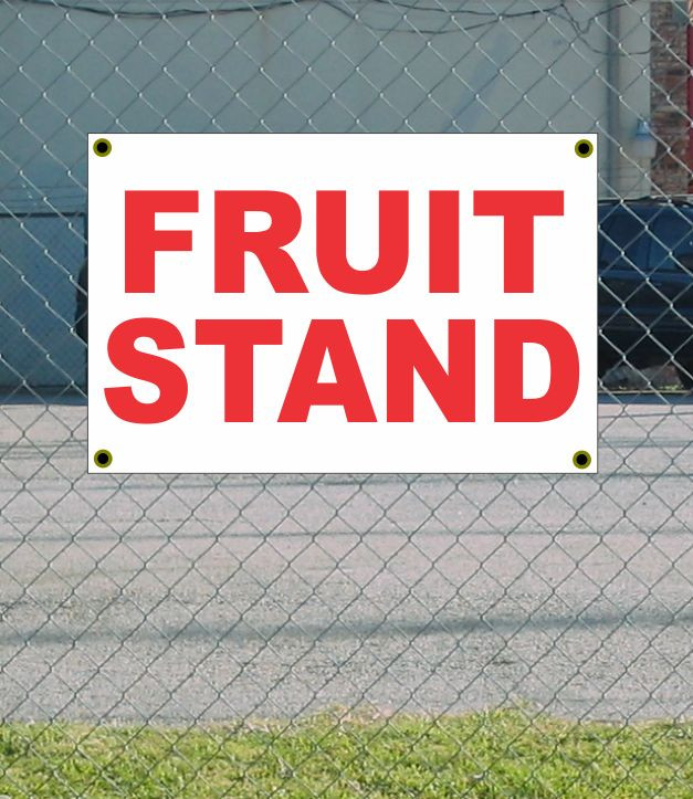 2x3 Red & White Fruit Stand Banner Sign New Discount Size & Price Free Shipping
